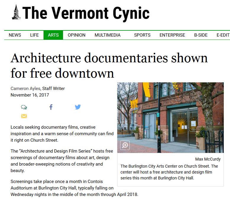 Architecture Documentaries Shown for Free Downtown